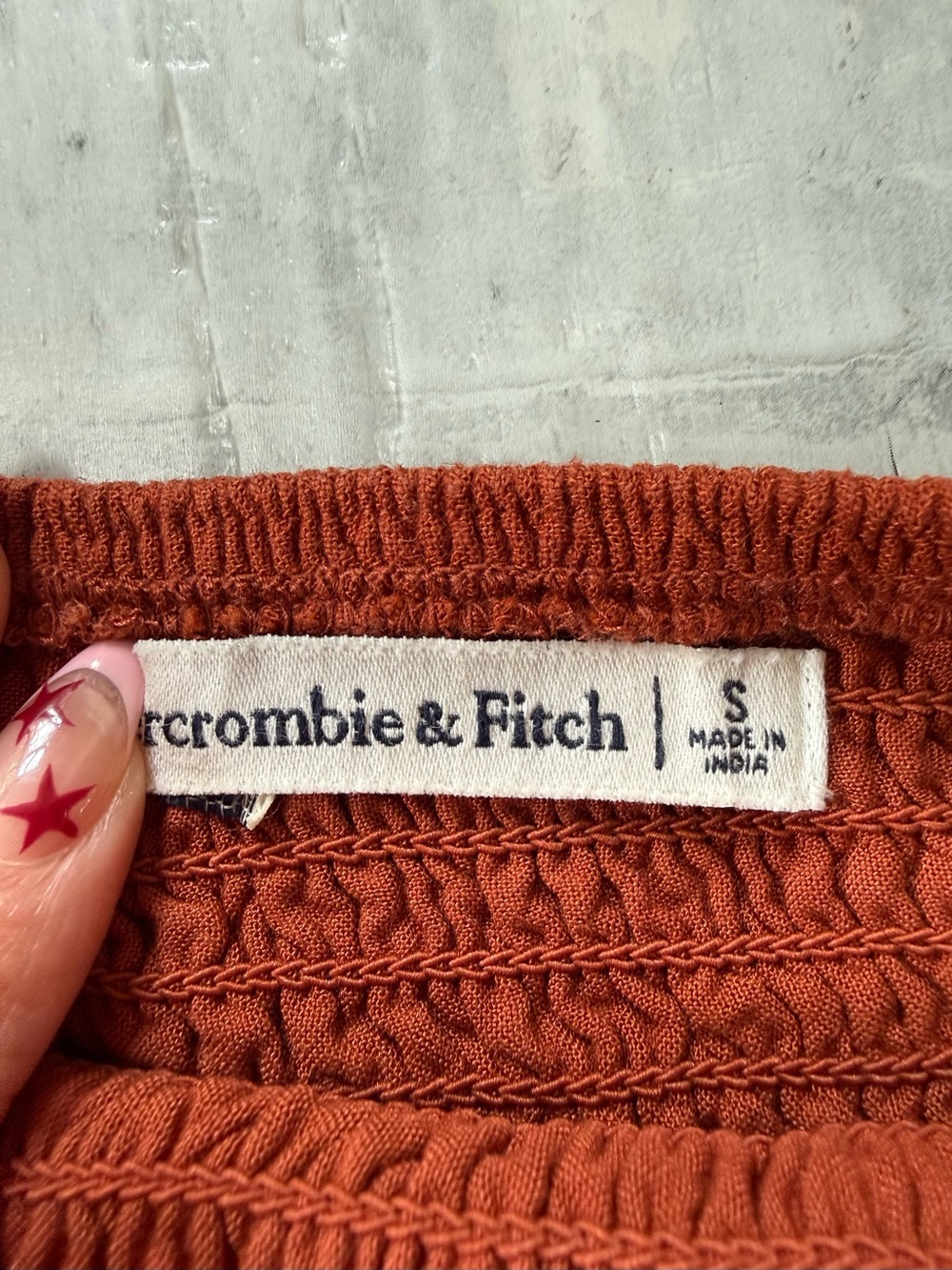 Abercrombie & Fitch Smocked Linen Blend Mini Dress Rust Orange Size Small - Picture 4 of 12